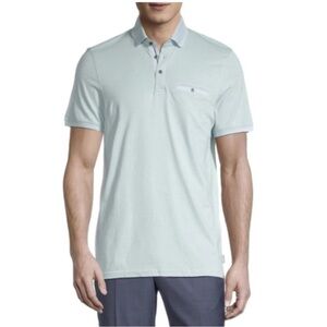 Ted Baker Men's Tortilla Tipped Polo Pale Blue Size XXL Short Sleeves